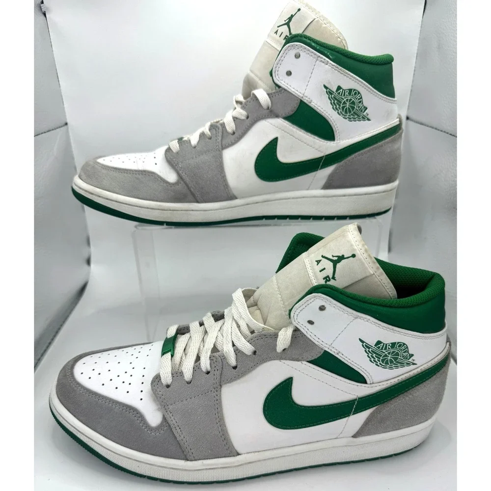 Air Jordan 1 Mid SE Grey Pine Green White/Smoke Grey Mens Size 11 DC7294-103